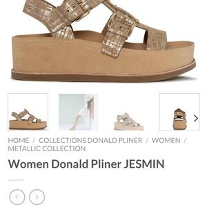 Donald J. Pliner Jesmin Gold Metallic Textured Strap| Suede Platform Sandal| 9.5